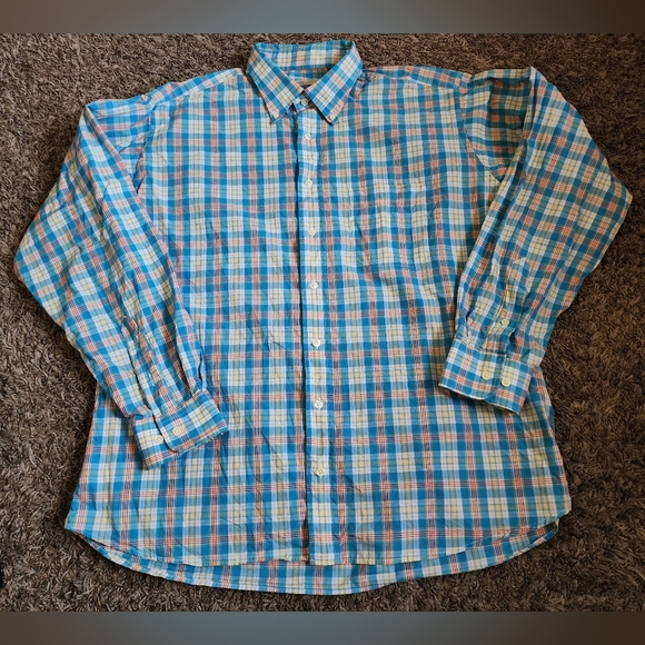 Burberry London Blue Multicolor Long Sleeve Button Up Cotton Shirt XL